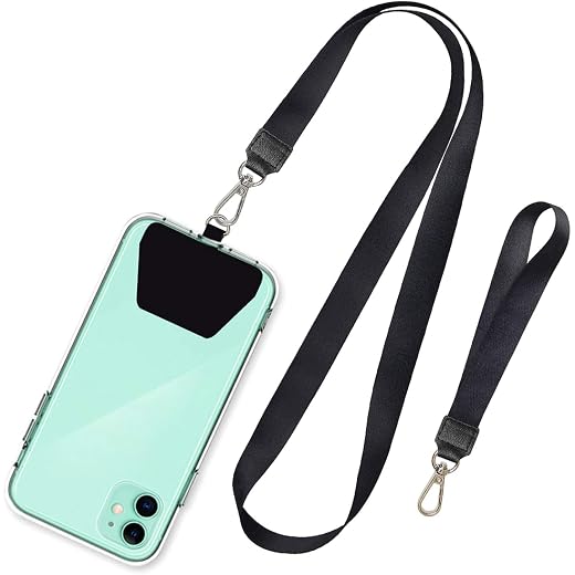 SHANSHUI Phone Lanyard, Neck Strap and Wrist Tether Key Chain Holder Universal for Phone Case Anchor Fit All Smartphones - Black