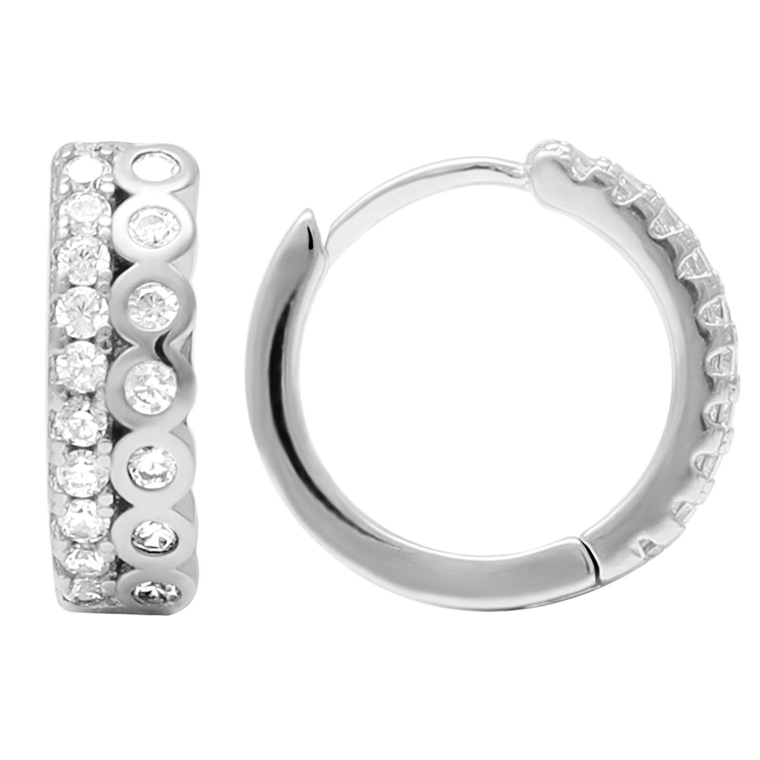 GIVA 925 Silver Rose Gold 18k gold Plated Zircon Hoop Earrings Semi Hoops | Gifts for Women & Girls