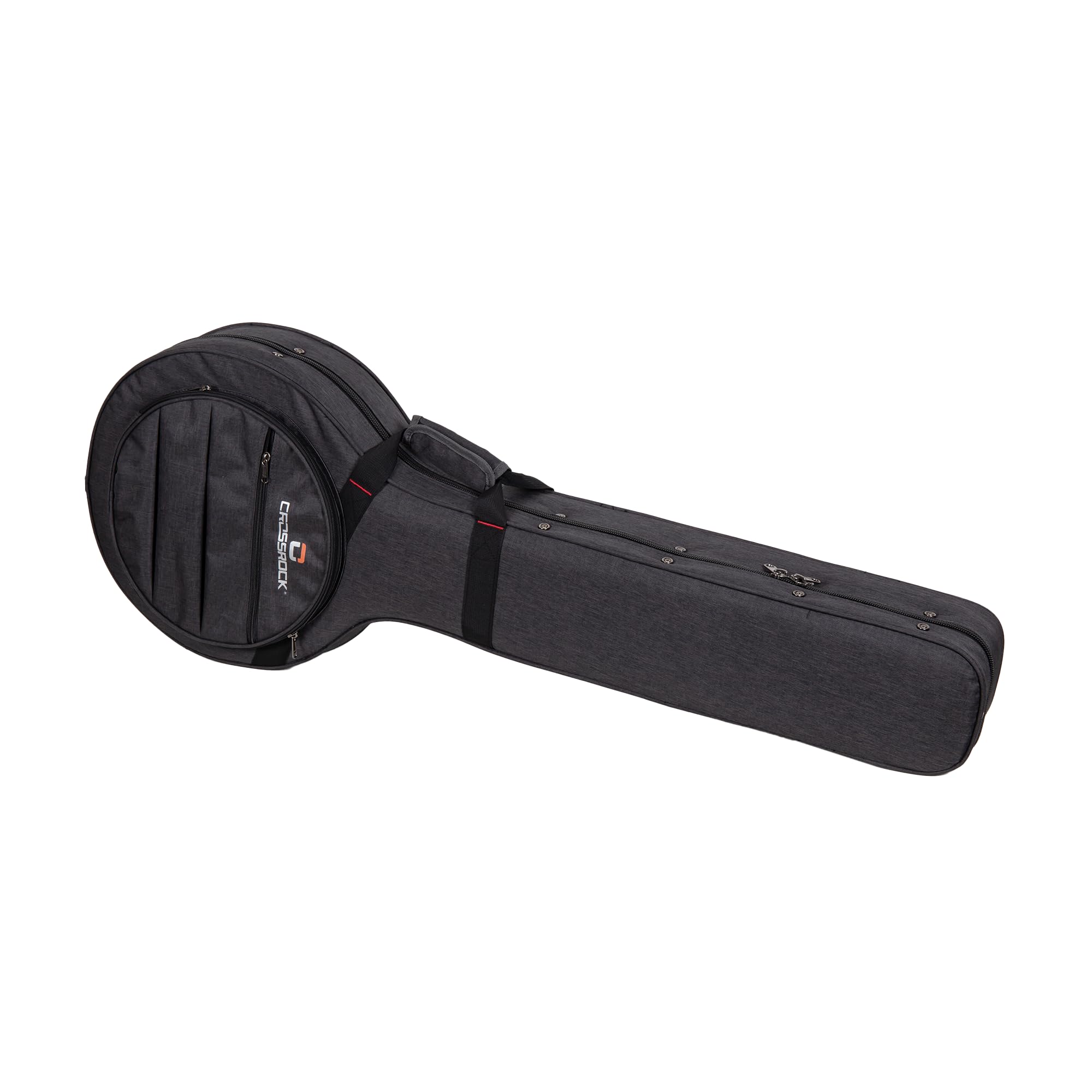 Crossrock Housse Mousse Légère pour Banjo 5 Cordes Résonateur & Ténor | Coque Oxford Dark Grey, Bretelles Sac à Dos, Compartiment de Rangement – Étui Souple EPS