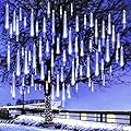 Kordain Christmas Lights Outdoor, Meteor Shower Lights Falling Star Lights 12 inch 8 Tubes 144 LED Icicle Snow Falling Raindrop Lights for Xmas Tree Halloween Holiday Party Decoration, UL Plug, White