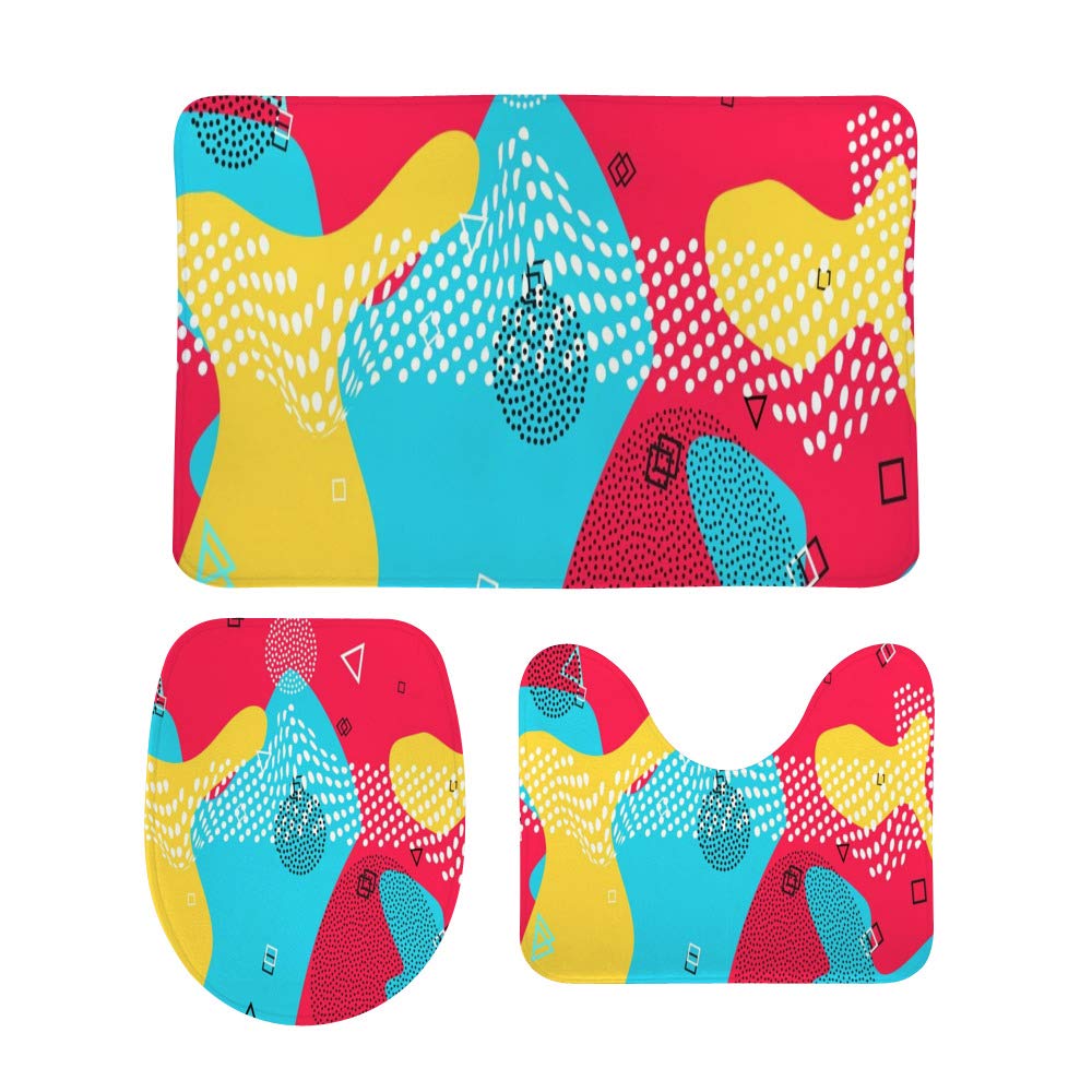 Tapis de bain antidérapant lot de 3 en velours corail absorbant couleur 2