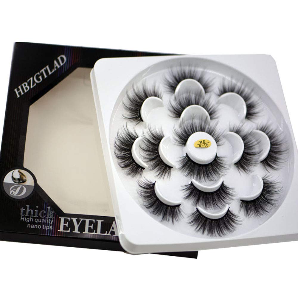 HBZGTLAD NEW 7Pairs 3D Mink Hair False Eyelashes Criss-cross Wispy Cross Fluffy length Lashes Extension Handmade Eye Makeup