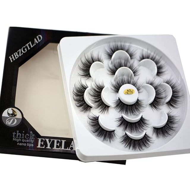 HBZGTLAD NEW 7Pairs 3D Mink Hair False Eyelashes Criss-cross Wispy Cross Fluffy length Lashes Extension Handmade Eye Makeup