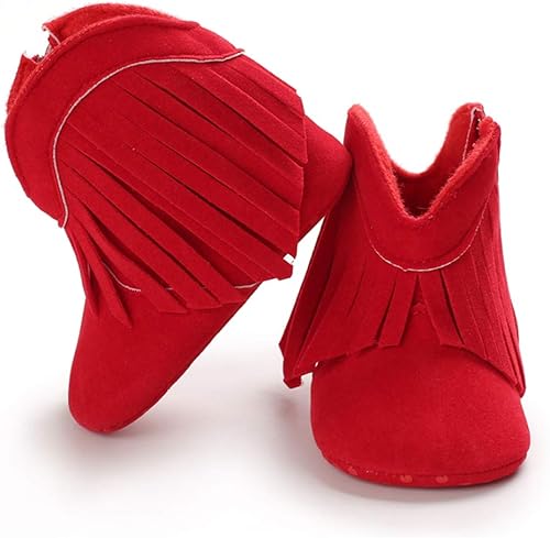 Miniatura 5 de Timatego Botas vaqueras con borlas para bebé, con cremallera lateral, antideslizantes, para bebés, bebés, para primer caminante, cálidos, para