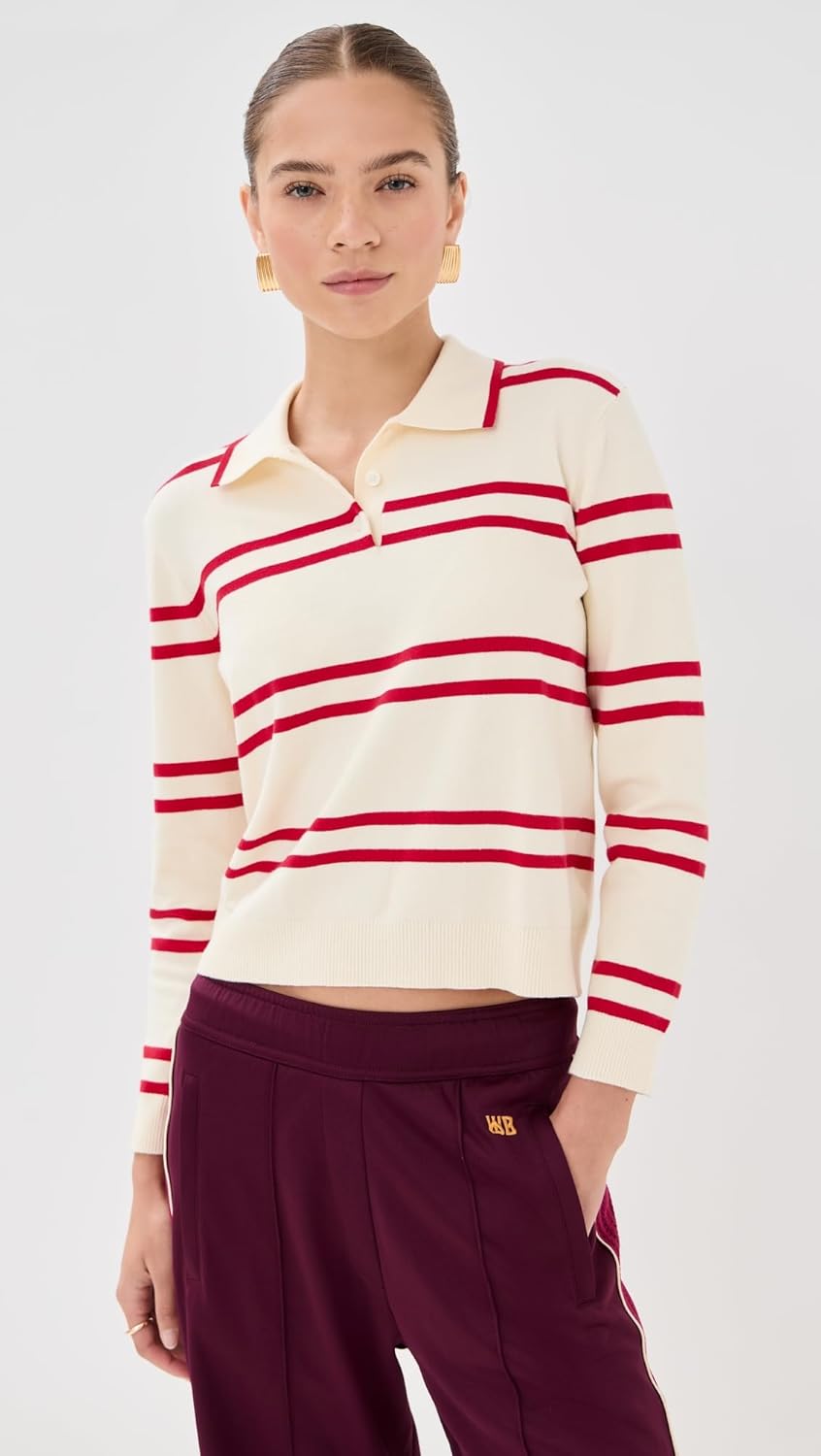 State & Lake Women's Long Sleeve Striped Polo