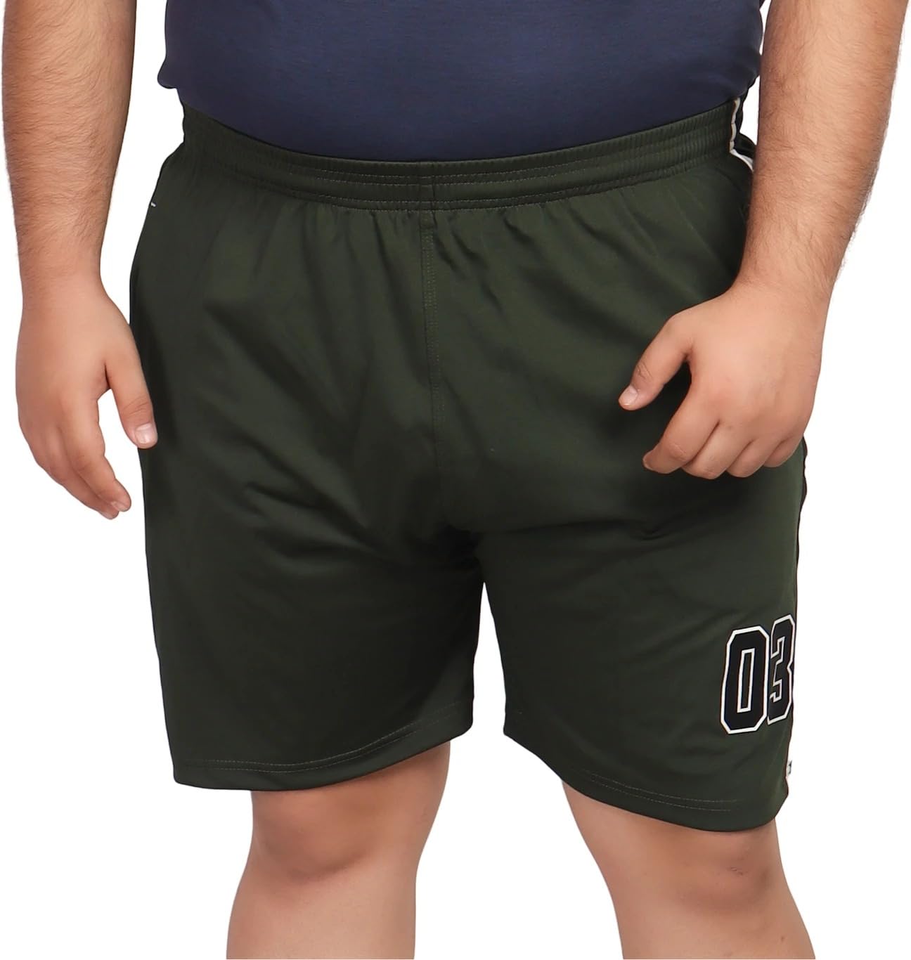 Men’s Sports Shorts with Side Stripe & 03 Print | Elastic Waist | Lightweight Quick Dry Gym Running Shorts (in, Alpha, 6XL, Standard, Green)-image-5