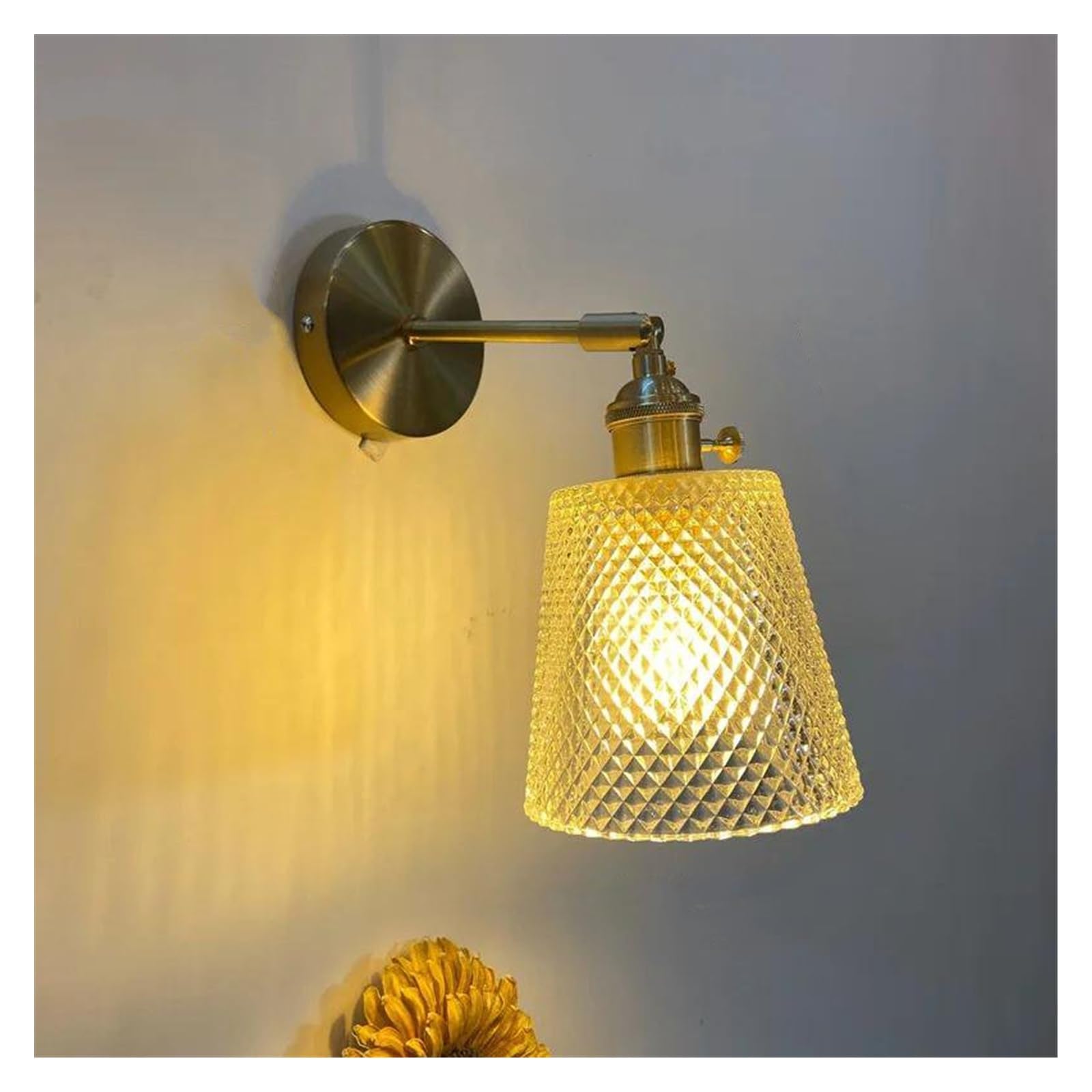 ZTCHSENZT Wall Sconces, Glass Modern LED Wall Sconce Lamp Switch On The Socket Bathroom Mirror Stair Light Nordic Copper Wandlamp Lighting,F