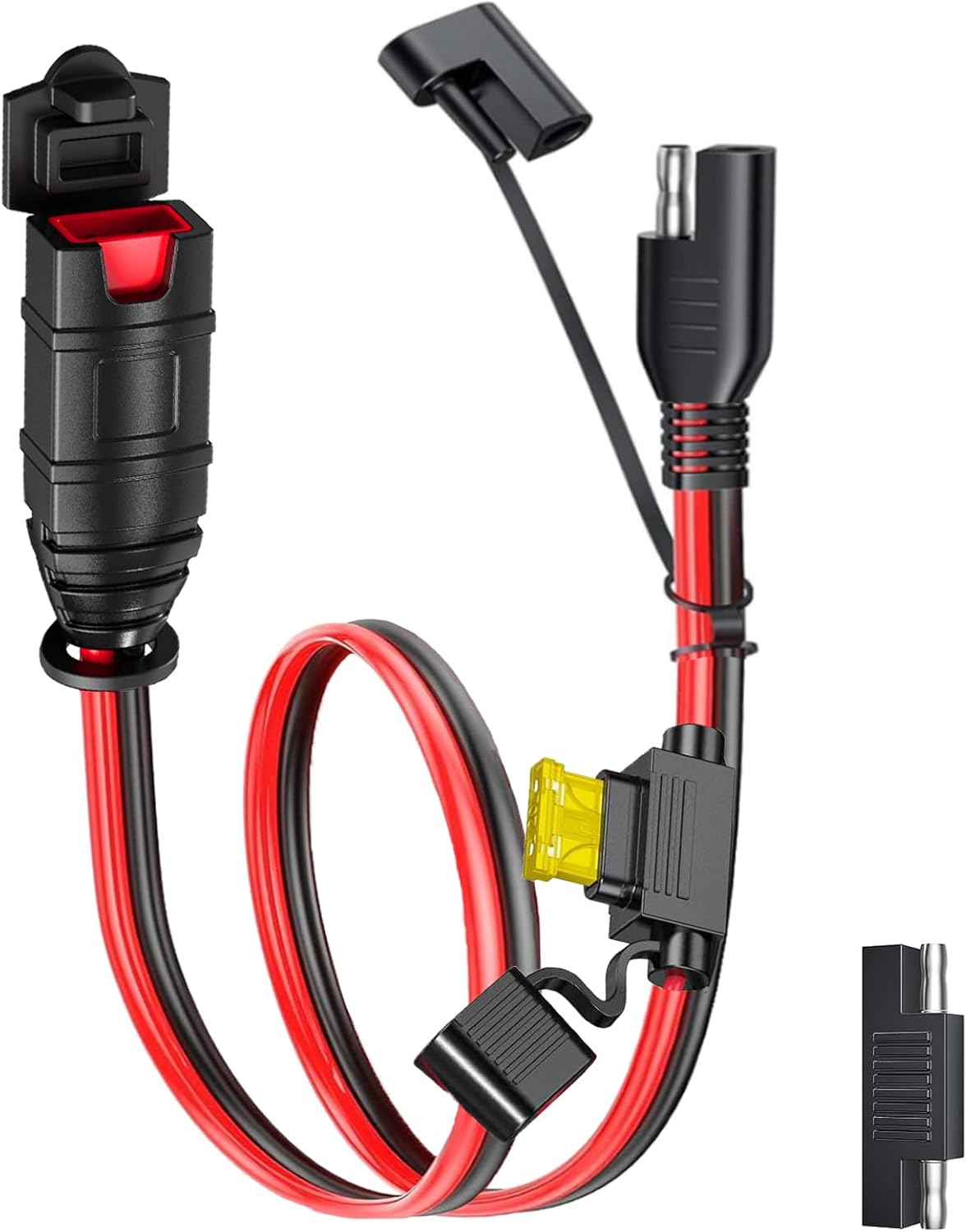 SAE Extension Cord Compatible with NOCO Genius Smart Battery Chargers, 16AWG SAE Adapter with 20A Fuse Waterproof Plugs, SAE Connector Cable for Motorcycle/ATV/UTV/Auto/Car (10FT)