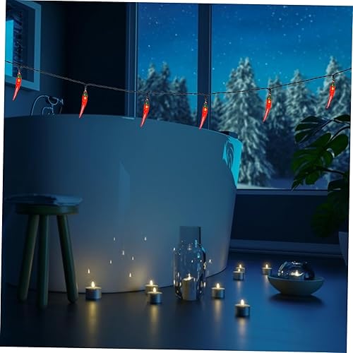 Miniatura 8 de UKCOCO 3 juegos de luces de cadena de chile rojo LED jardín colgante luz LED escena luz Navidad luz de hadas luz solar luz al aire libre lámpara de