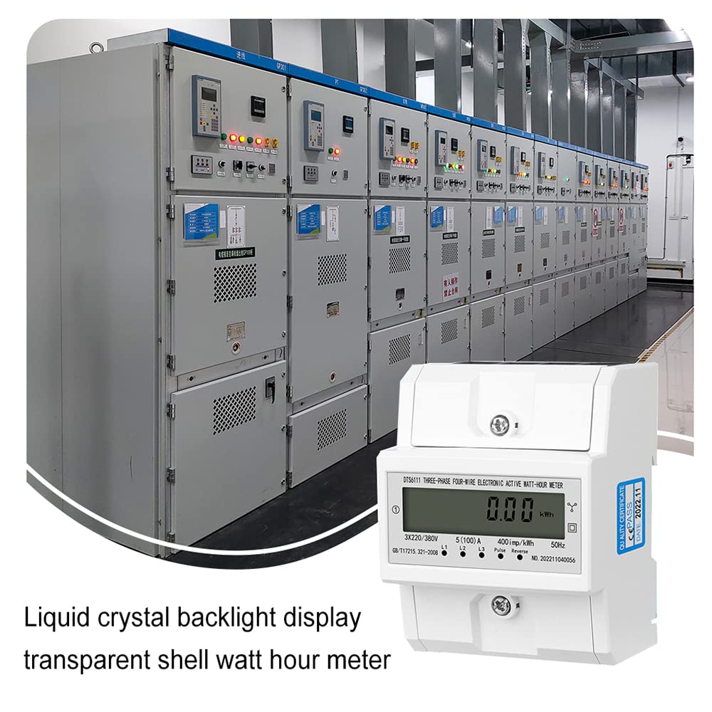 HEYOUTH Licznik trójfazowy Szyna DIN Wielofunkcyjny dwukierunkowy miernik, trójfazowy wyświetlacz zużycia energii Import, eksport i kWh, 3 x 230V/400V 5(100) A,400 Imp/kwh