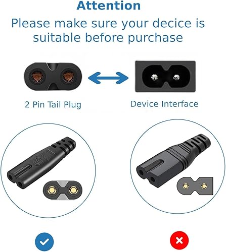 Miniatura 3 de Cable de alimentación de TV de 10 pies de repuesto para Samsung LG TCL Sony (listado UL - cable de alimentación C7 de 18 AWG)