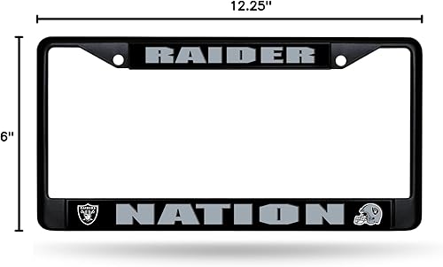 Miniatura 2 de Rico Industries Marco cromado negro de fútbol de la NFL, con inserciones de plástico, 12 x 6 pulgadas, accesorio para automóvil y camión