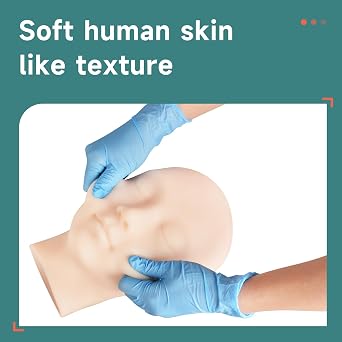 Injection Training Mannequin Face Model, Facial Injection Head Model with Ear for Micro-Plastic Teaching, Esthetician Teaching, Injection Training to Medical Student Doctor