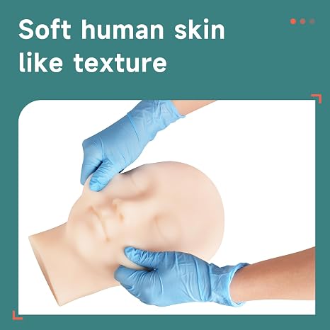 Injection Training Mannequin Face Model, Facial Injection Head Model with Ear for Micro-Plastic Teaching, Esthetician Teaching, Injection Training to Medical Student Doctor