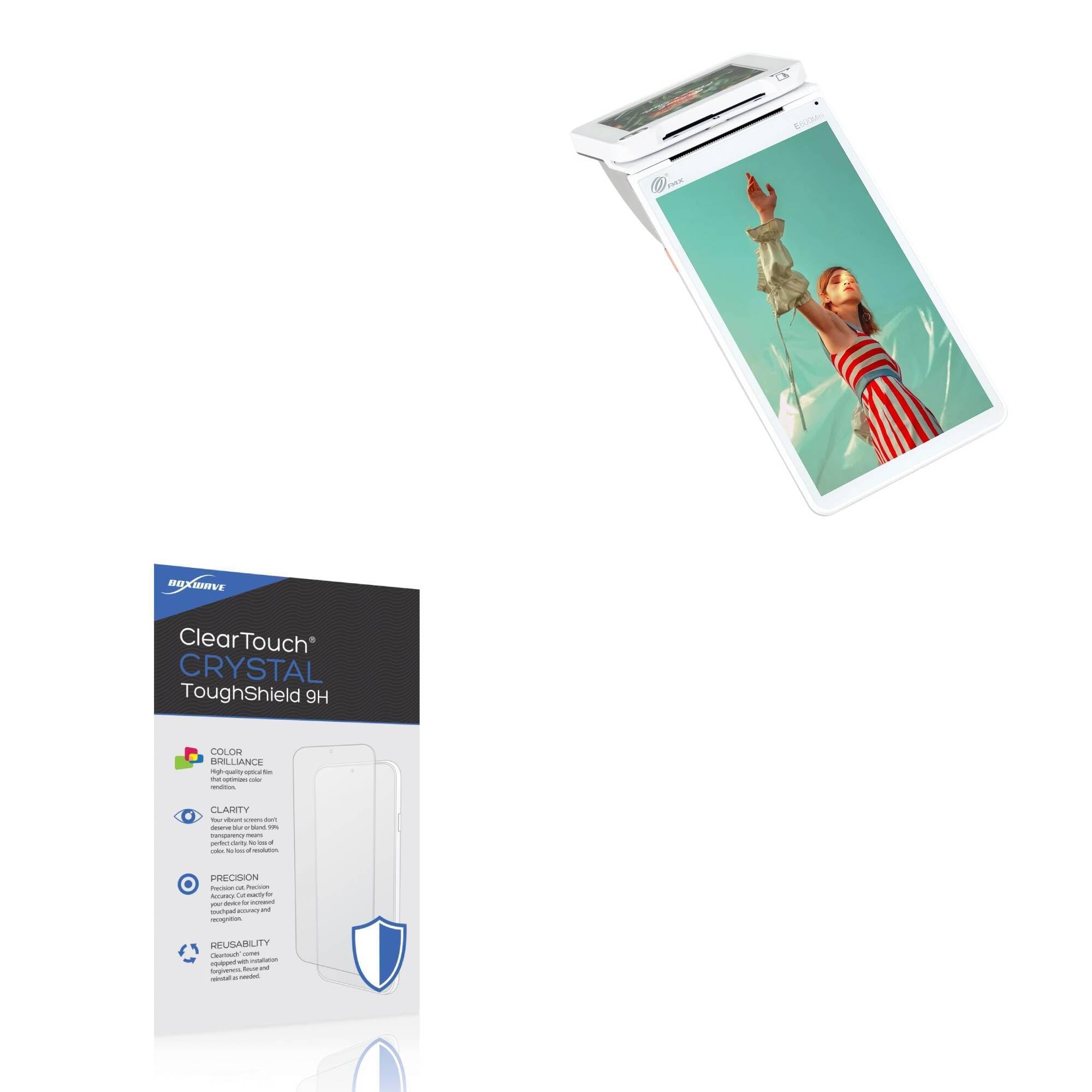 BoxWave Screen Protector Compatible With PAX E600 Mini - ClearTouch Crystal ToughShield 9H (2-Pack), Clear 9H Tough Flexible Film Screen Protector