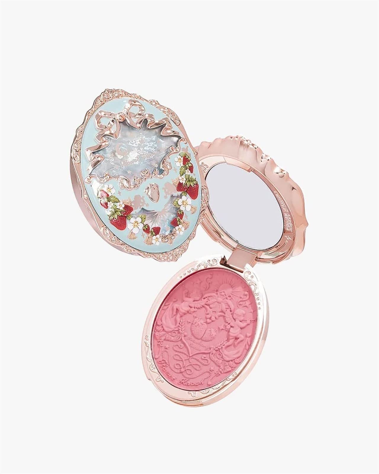 Flower Knows Strawberry Rococo Embossed Series Powder Blush 5g Color Changing Cream for Cheek & Lip, Moisturizing Transparent Multi-Use Waterproof Glossy Blush On, (Color: 05 Berry Ma)