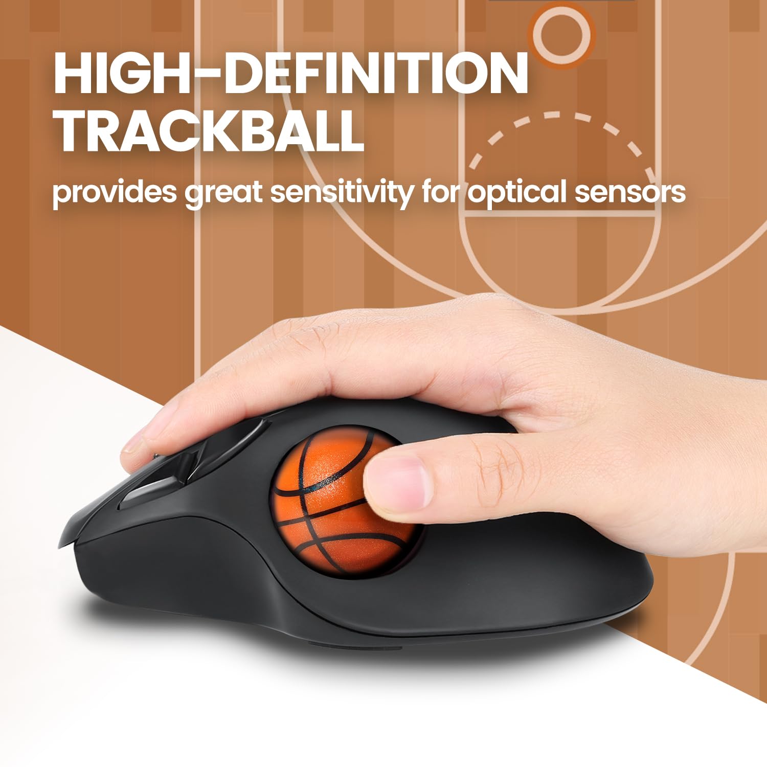 perixx PERIPRO-303 BKB Balle de Sport 3,4 cm – Design Amusant de Balle de Basket-Ball – Compatible avec M570, M575, PERIMICE-517/520/717/720, et Autres Souris Trackball de 3,4 cm