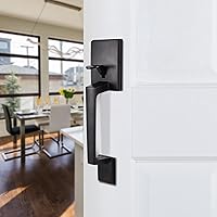 Vista 7 de Juego de manijas de puerta delantera de bronce Azdele, juego de manijas de puerta de entrada de bronce aceitado con palanca de puerta reversible