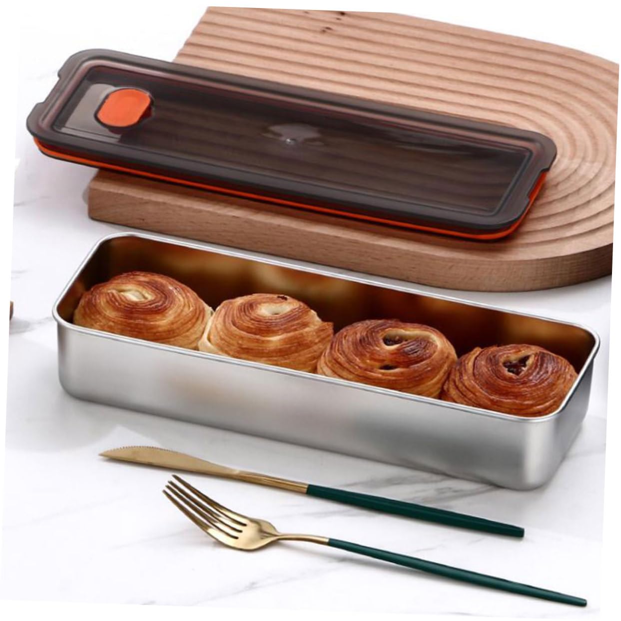 MAGICLULU 3 Unidades De Caja De Tocino De Res Contenedor De Acero Inoxidable Con Tapa Refrigeradores De Cocina Contenedores Para Alimentos Refrigerador Pequeño Tocino Almacenamiento