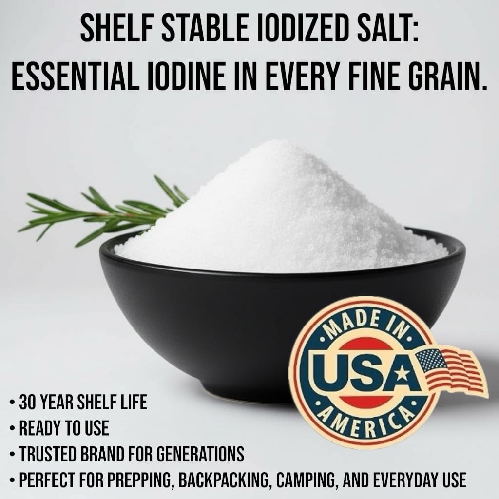 Future Essentials Iodized Table Salt 2 lb Can, Pure Additive-Free Salt with Iodine, Long Shelf Life for Emergency Food Storage and Everyday Cooking, 32 oz, 190 tsp Servings, Pantry Staple