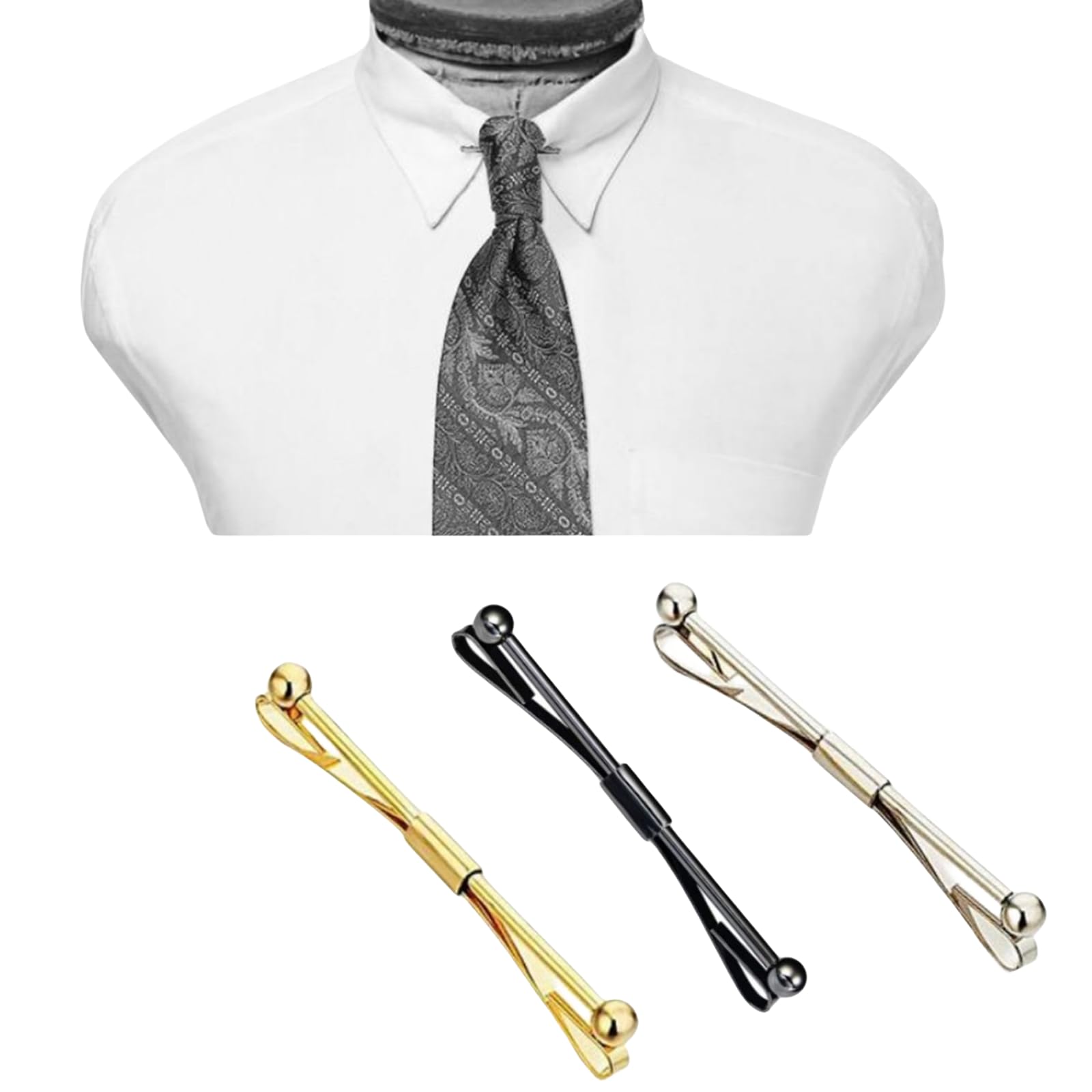 3 Piezas Camisa Corbata Pins Clip,Alfiler De Cuello De Camisa,Hombres Clip de Cuello Clásico,Clip de corbata para camisa de hombre