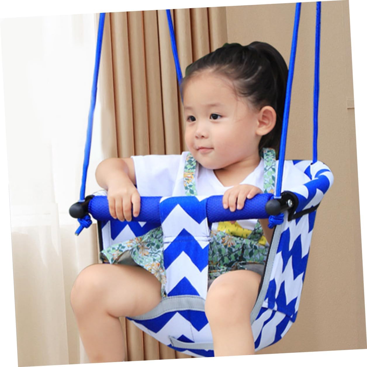 VICASKY Canvas Hanging Swing Chair for Outdoor Garden and Porch Metal Frame Smooth Comfortable Seat Easy Installation Safe Swing for All Seasons