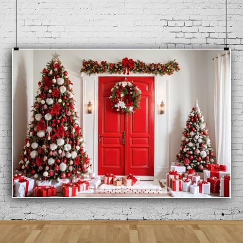 120x80cm Christmas Wreath Snow Scene Photography Background Curtain, Color: 11422037