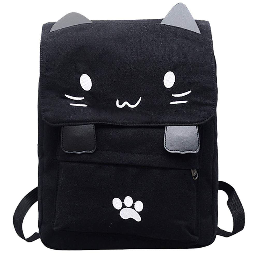 riou Mujer Mujer Bolso de la mochila de la escuela de la lona del gato del estudiante de las señoras Bolsos bandolera Mochila de a diario de Viaje Backpack Daypack para Escuela trabajo fecha