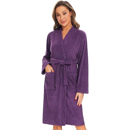 Kniffi Kimono Bathrobe for Women Terry Cloth Robes knee length towel Bathrobe