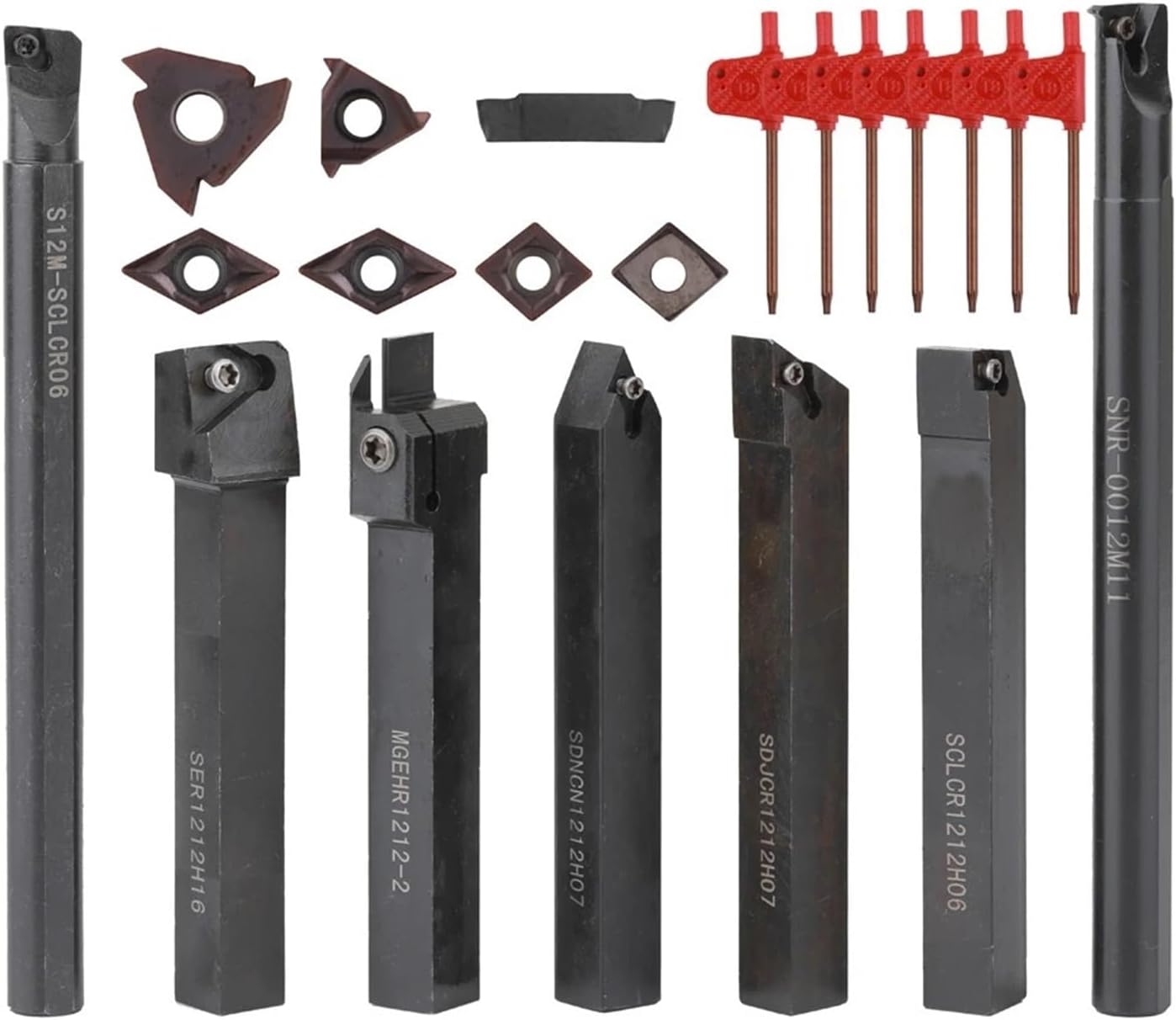 Lathe Turning Tool Set 8mm 10mm 12mm 16mm Shank Lathe Turning Tool Holder Boring Bar Lathe Tool Lathe Cutter CNC Metal Turning Rod Holders and Inserts for Lathe Machine(Groen)