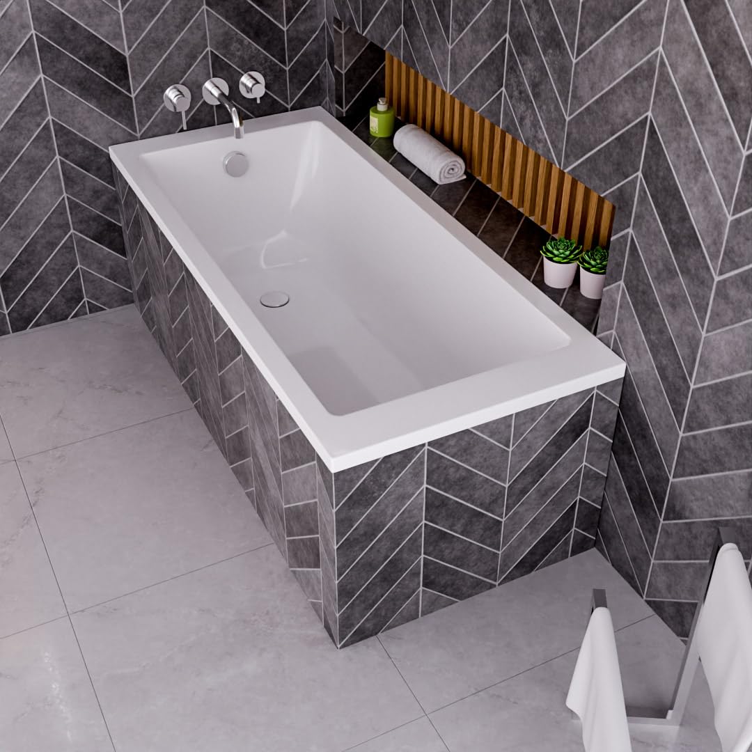 ECOLAM® wanna TAMI 140x70 cm prostokątna akrylowa biała nowoczesna elegancka wanna bezpośrednio od producenta w zestawie syfon silikon stelaż