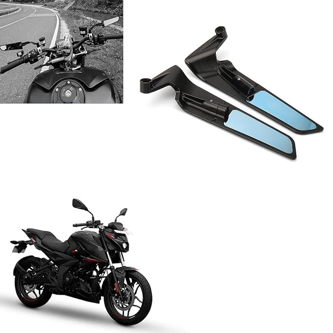 Vagary 10mm Adjustable 360° Rotating New Rearview Wing Mirrors For Bajaj Pulsar N250, N160, N150 (Black)
