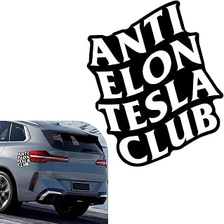 1 PC Anti Elon Tesla Club Car Magnet Anti Elon Musk Gift Decoration Vinyl Coat of Arms Auto Bumper Stickers Colorful (Black)