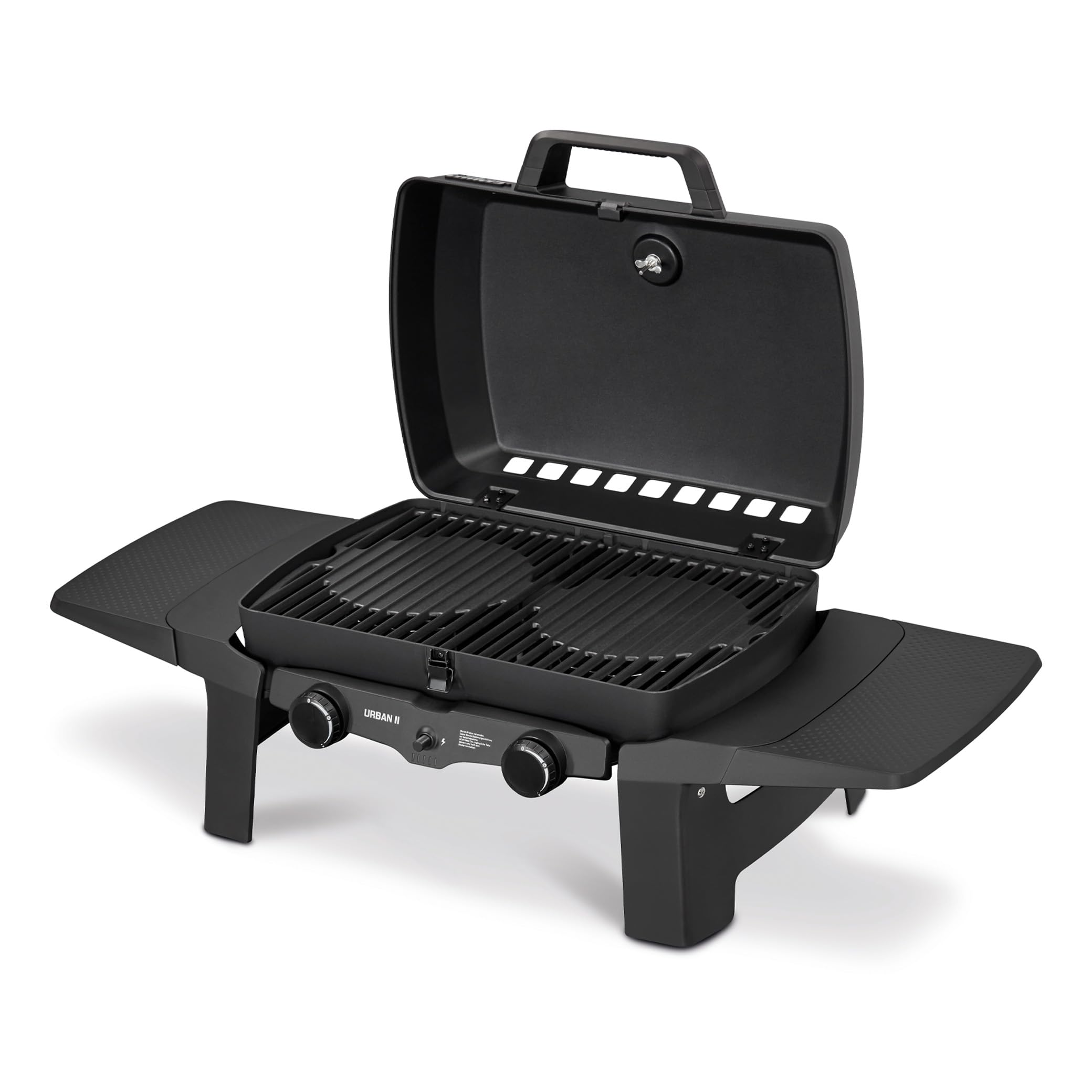 Enders® Gasgrill Urban II inkl. Thermometer, Tischgrill, Grillen-, Kochen- und Backen Funktion, 2 Brenner Edelstahl, Balkon-, Camping-Grill, Aluguss-Gehäuse, Gusseisen-Rost