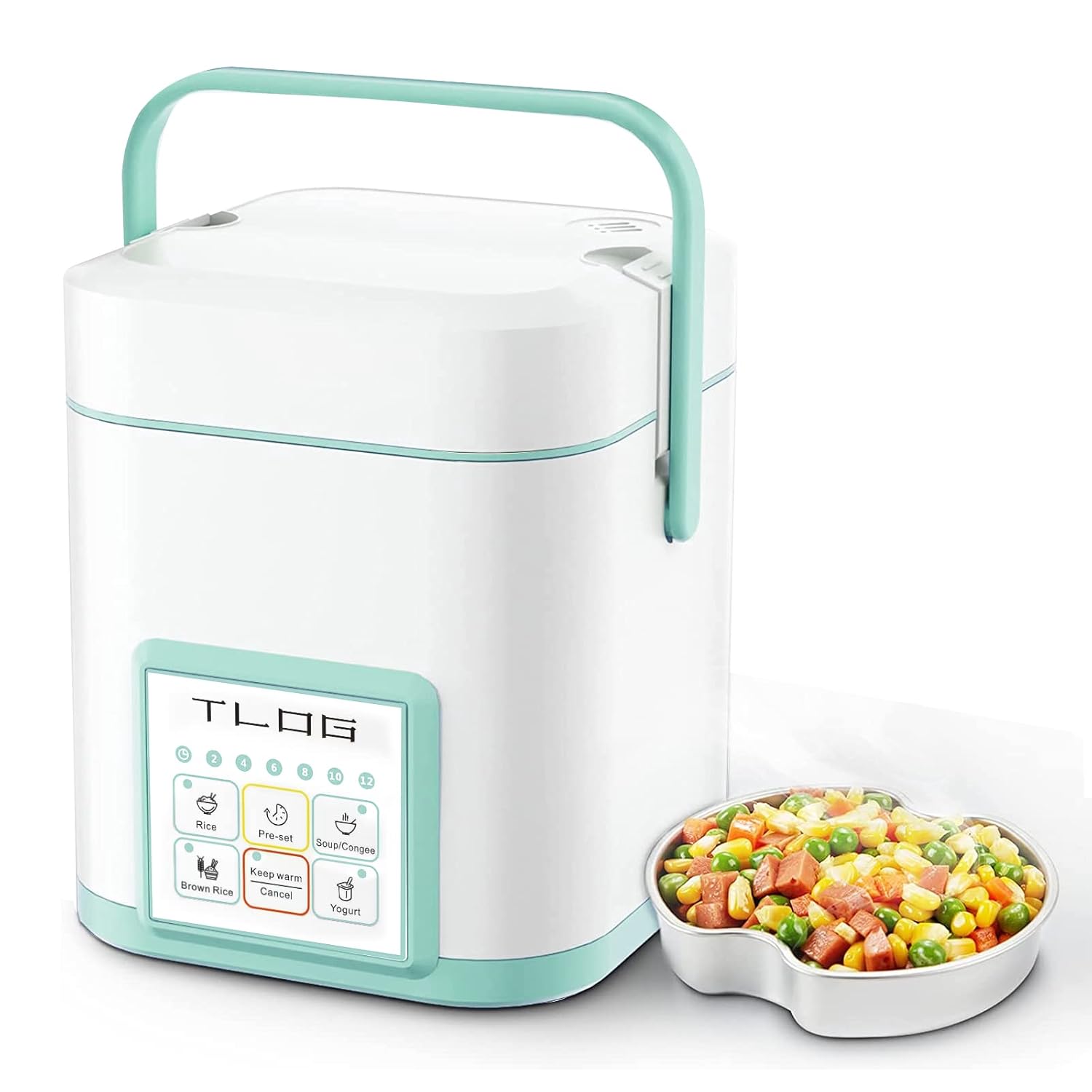 TLOG Mini Rice Cooker 2 5 Cups Uncooked Healthy Ceramic Coating Portable Rice Maker 1 2L Travel Rice