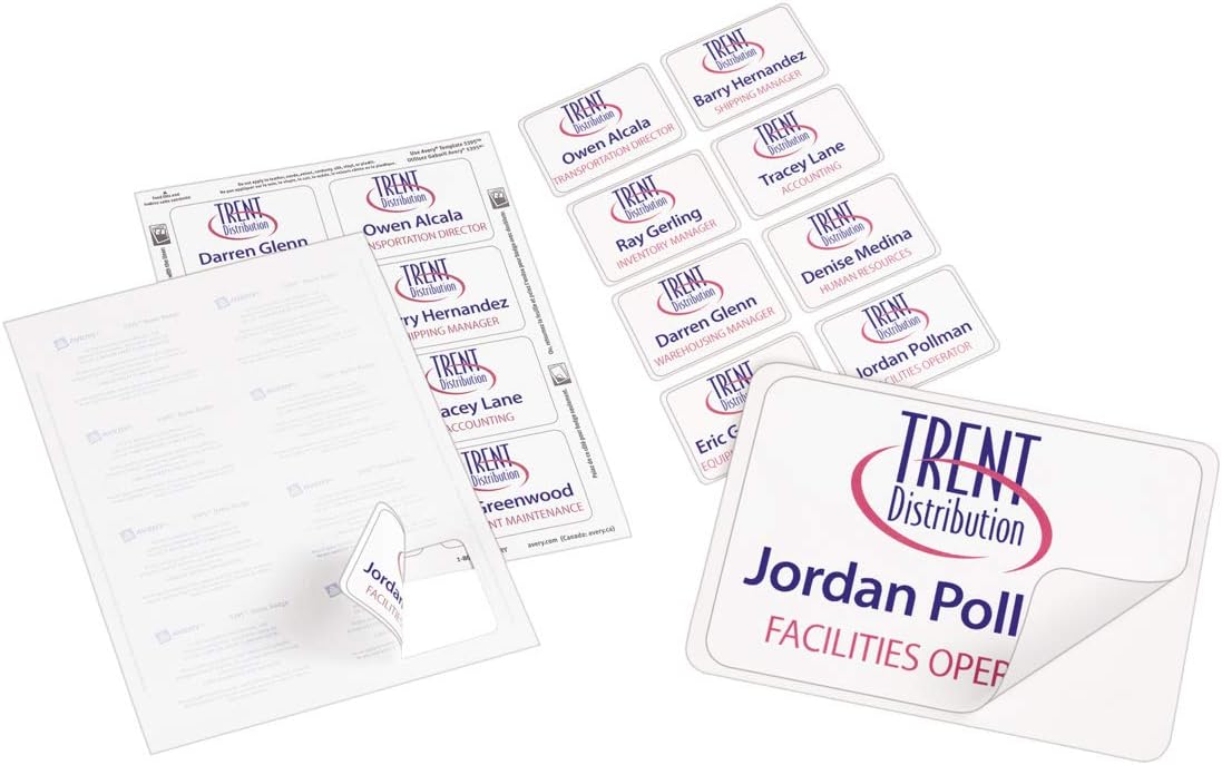 Avery Flexible Name Badges for Laser and Inkjet Printers, 3-3/8" x 2-1/3", Matte White, Rectangle, 400 Pack (5395)