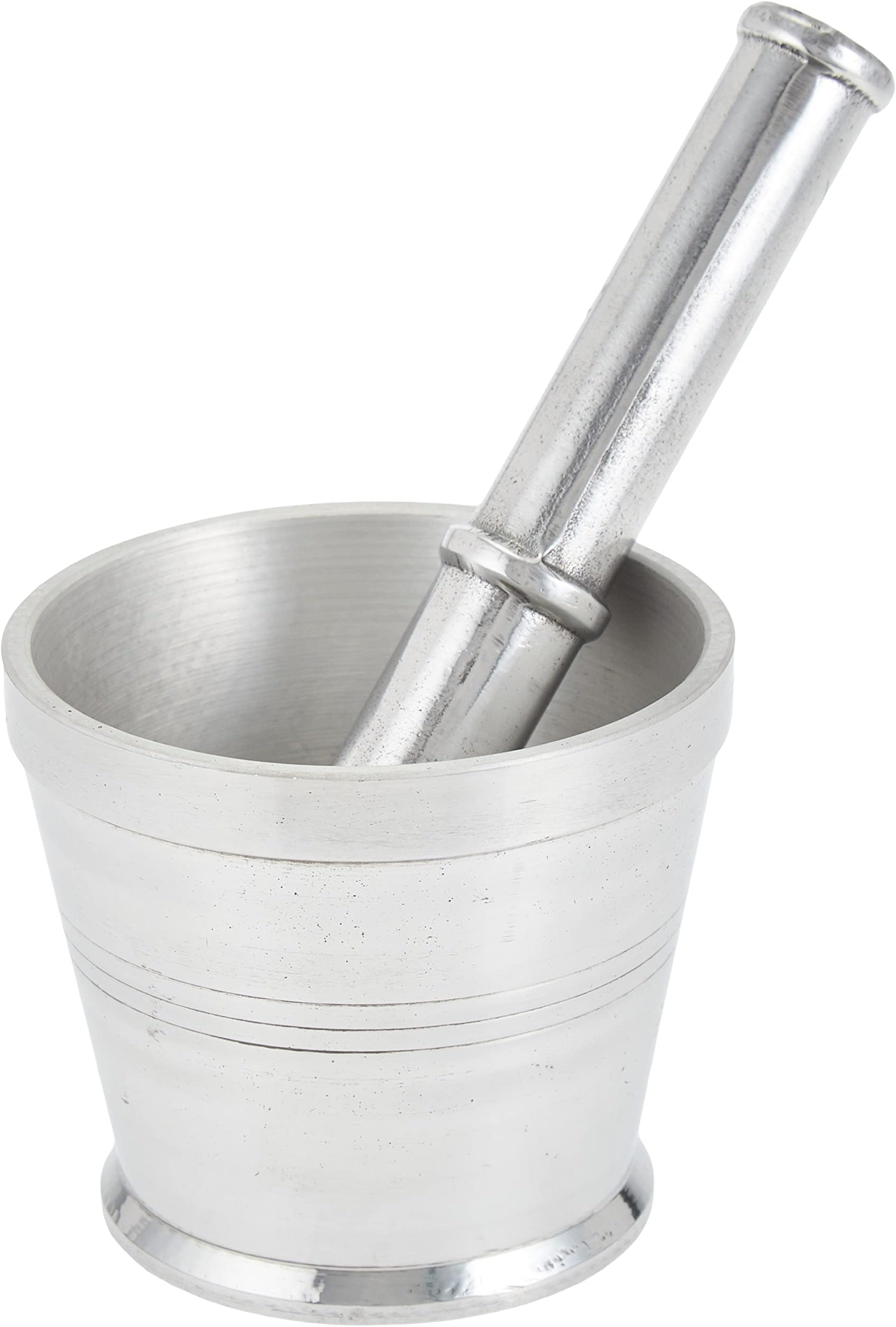 Raj Aluminium Mortar With Stand, Silver, RAM001, Garlic Crusher , Manual Spices Grinder , Chutney Maker , Ideal for Ginger, Garlic, Herbs Grinder