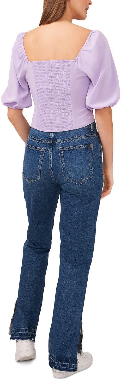 Riley & Rae Womens Smocked Puff Sleeve Pullover Top - Image 4