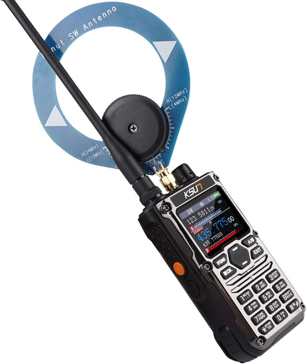 KSUN Handheld Ham Radio CB SSB HF Portable Radios Smart APP Programming Screen with Blue/Red Shortwave Antenna for Hiking, Security, Rescue HF123D (1 Pack)