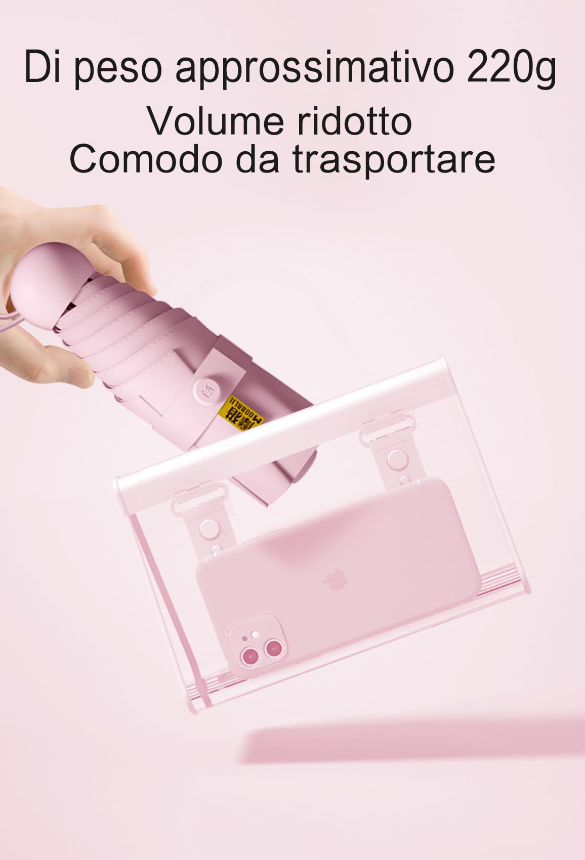 Moorrlii Travel Mini Ombrello per Borsa Con Caso-Piccolo Compatto Ombrello UV Protezione Sole-Leggero Piccolo Ombrello Tasca Con Caso Per Donne, Ragazze