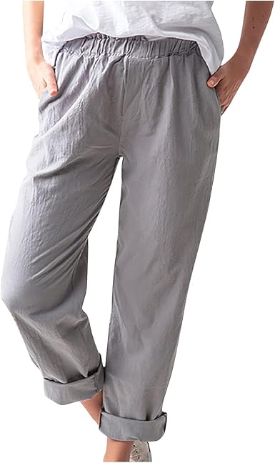 Amazon.com: Fiudx Pantalones casuales para mujer, cintura alta, pantalones  elásticos con cordón, pantalones cónicos para trabajo con bolsillos : Ropa,  Zapatos y Joyería