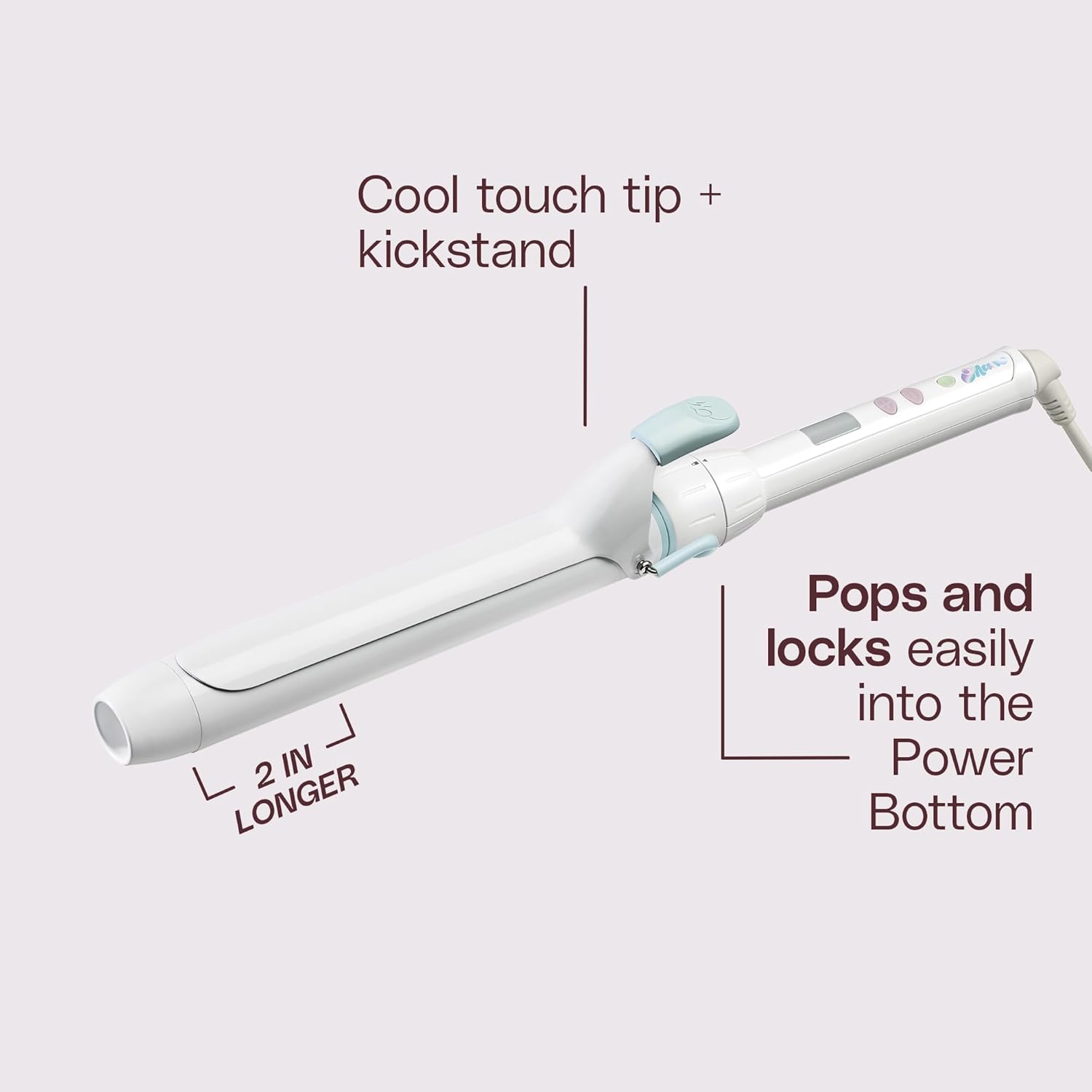 Mane 1.25 Inch Curling Iron Extended Barrel Styling Attachment - Ceramic Hair Curling Iron for Bouncy, Tight & Long-Lasting Curls and a Frizz-Free Finish - Use with Power Bottom Base