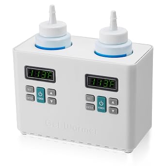 PER4MANCE Electric Double-Bottle Gel Warmer, Adjustable Temperature 93-113F & Bottom Groove Design, Overtemperature Alarm to Enhance Users Comfort