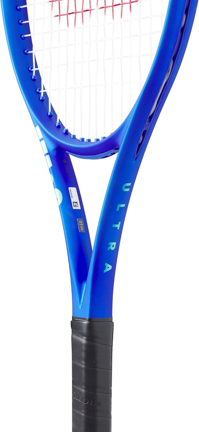 Wilson Ultra 100 V5 Adult Performance Tennis Rackets - Strung with Sensation 16 Natural at Mid Range Tension