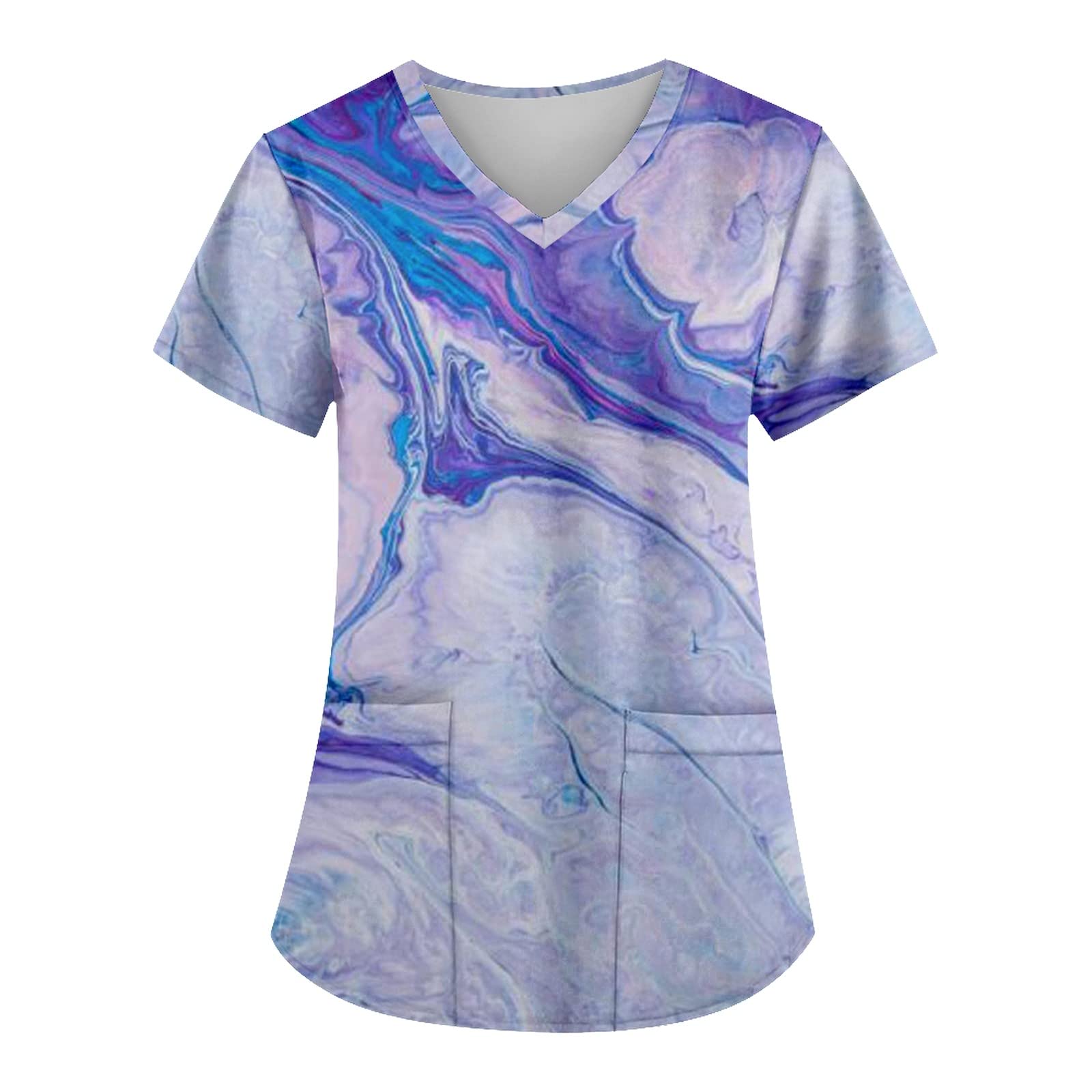 BDPORKASWork Spring Trending T Shirts for Women Tunic Short Sleeve Print Light Shirts Ladies V Neck Relaxed Fit Tops