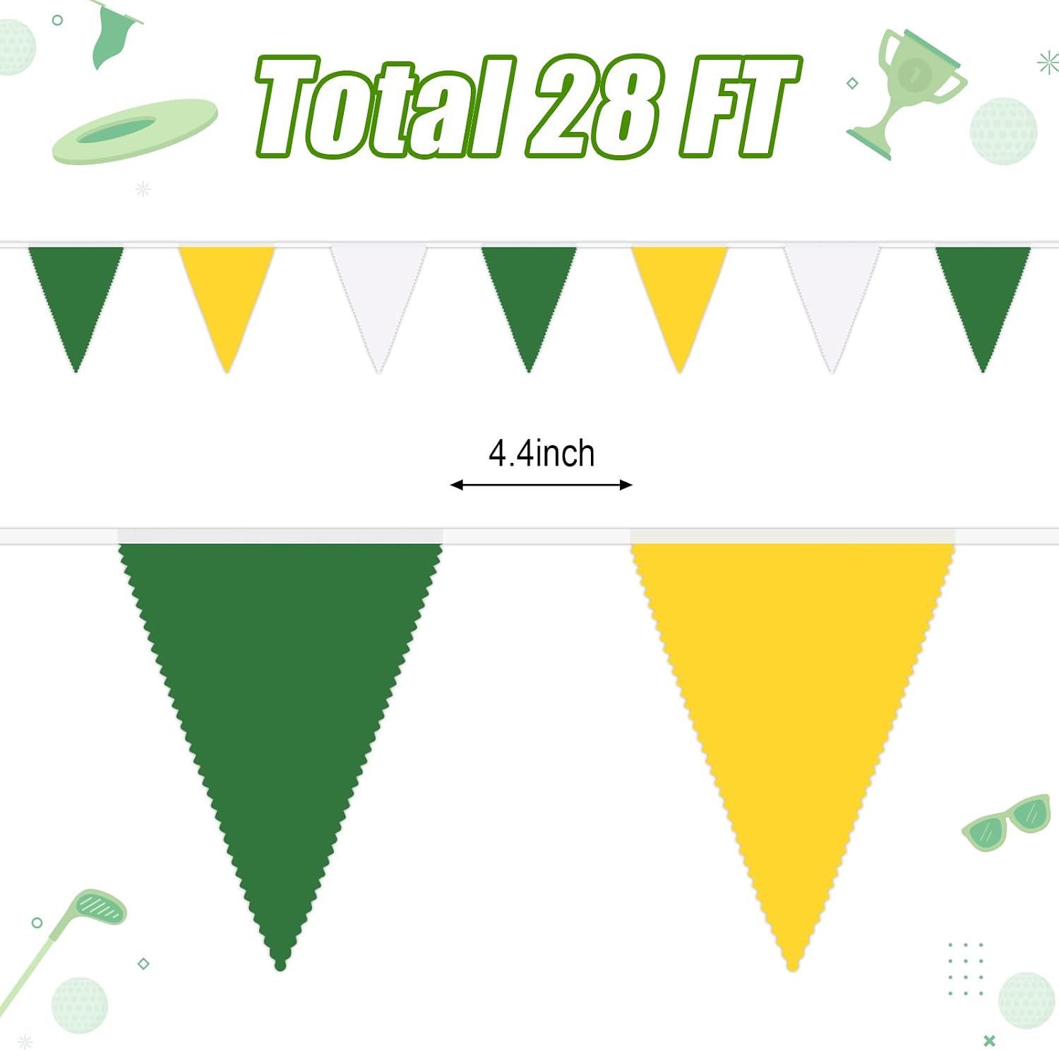 MARFOREVER 28 FT 30 Pcs Spring Yellow Green White Pennant Banner Flags