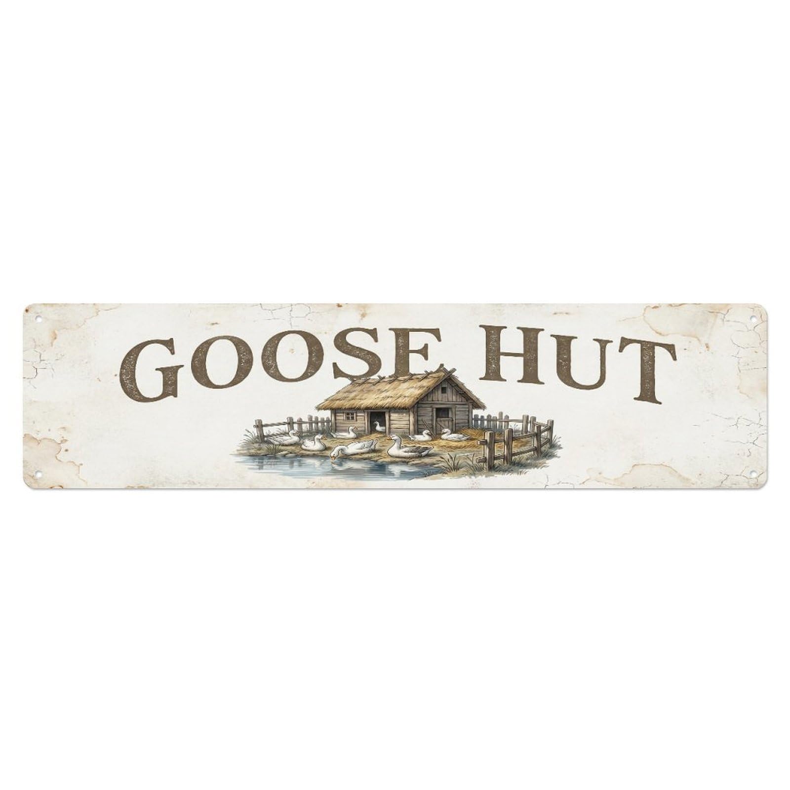 Xanthor Style Metal Tin Sign Vintage Hut On Goose Farmhouse Funny Goose Backyard Farm