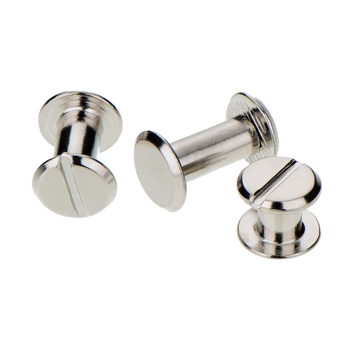 ANRUIDE 100 Set M4 Chicago Binding Screws Leather Screw Nail Rivet Button Solid Belt Tack Screw,for DIY Leather Decoration Bookbinding(Silvery 1/4 5/16 3/8 Inches)