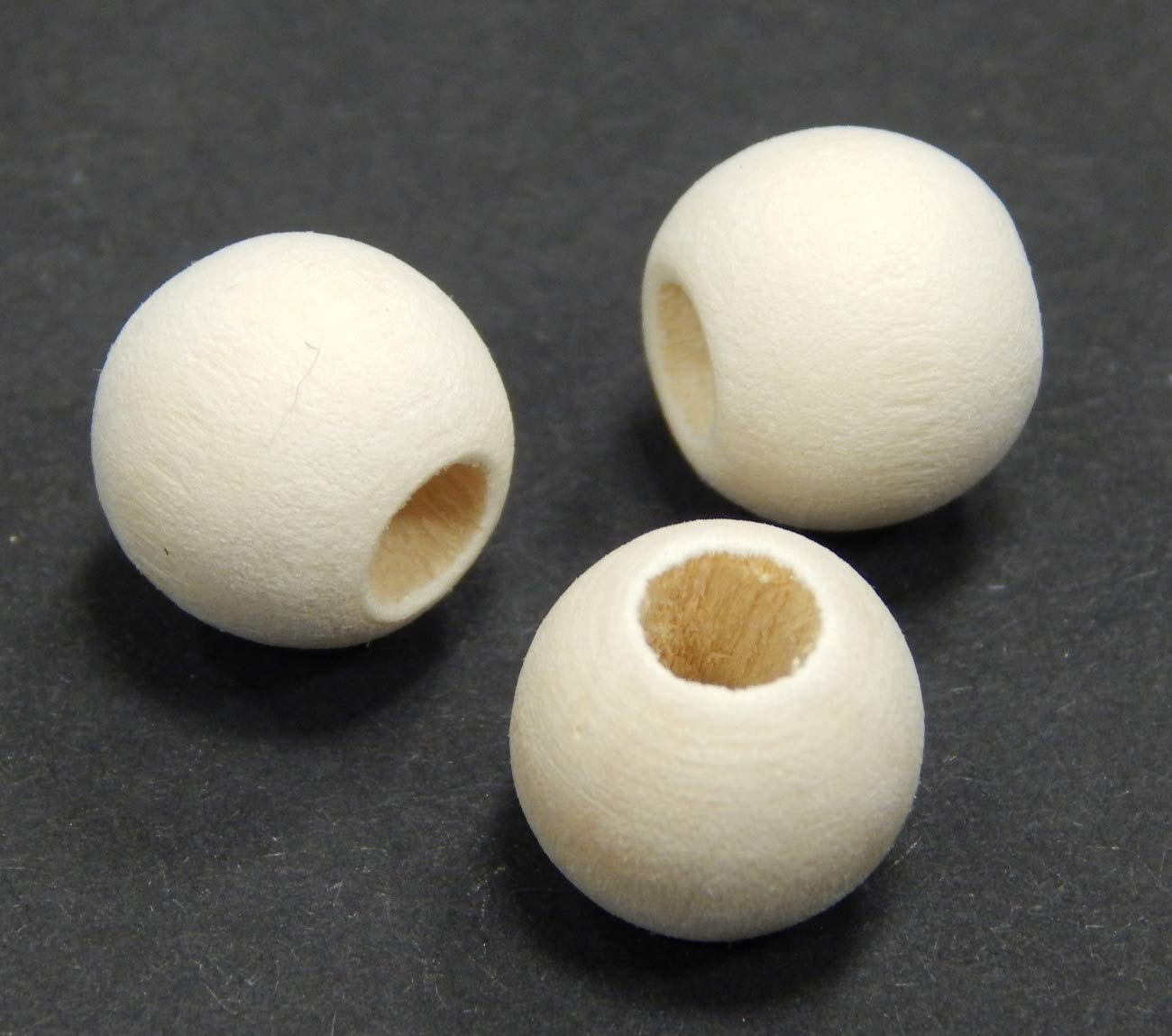Perlin 200 pezzi di perline di legno naturale da 10 mm, foro grande da 4,5 mm, per infilare sfere di legno rotonde, incolori, non trattate, per bricolage, perline distanziatrici