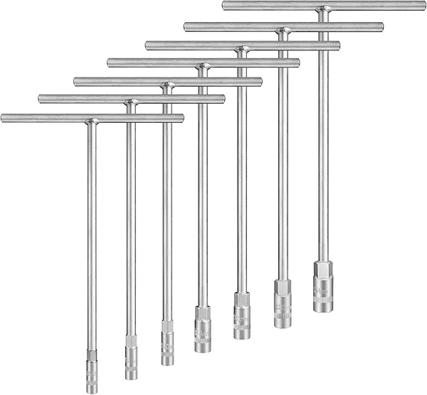 zozoa T - Handle Socket Set, Metric T Handle Wrench Set,7 Pieces(8mm, 9mm, 10mm, 11mm, 12mm, 13mm, 14mm),Cr-V Steel,6- Point,For Car Motorcycle Dirt Bike Repair